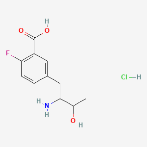 molecular formula C11H15ClFNO3 B13472985 5-(2-Amino-3-hydroxybutyl)-2-fluorobenzoic acid hydrochloride 
