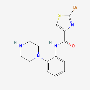 molecular formula C14H15BrN4OS B13473029 2-Bromo-N-[2-(1-piperazinyl)phenyl]-4-thiazolecarboxamide 
