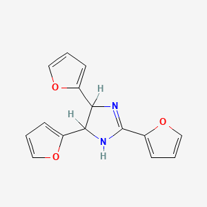 molecular formula C15H12N2O3 B1347322 2,4,5-tris(2-furyl)-4,5-dihydro-1H-imidazole CAS No. 550-23-2