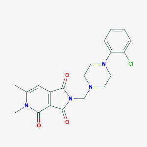 molecular formula C20H21ClN4O3 B134736 1H-Pyrrolo(3,4-c)pyridine-1,3,4(2H,5H)-trione, 2-((4-(2-chlorophenyl)-1-piperazinyl)methyl)-5,6-dimethyl- CAS No. 147297-08-3