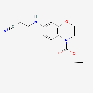 molecular formula C16H21N3O3 B13473697 tert-butyl 7-[(2-cyanoethyl)amino]-3,4-dihydro-2H-1,4-benzoxazine-4-carboxylate 