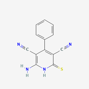 molecular formula C13H8N4S B1347442 2-amino-4-phenyl-6-sulfanylidene-1H-pyridine-3,5-dicarbonitrile CAS No. 119022-76-3