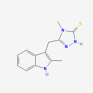 molecular formula C13H14N4S B1347473 4-Methyl-5-(2-methyl-1H-indol-3-ylmethyl)-2,4-dihydro-[1,2,4]triazole-3-thione CAS No. 436096-84-3