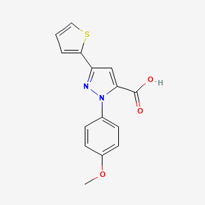 molecular formula C15H12N2O3S B1347490 1-(4-methoxyphenyl)-3-(thiophen-2-yl)-1H-pyrazole-5-carboxylic acid CAS No. 618382-81-3