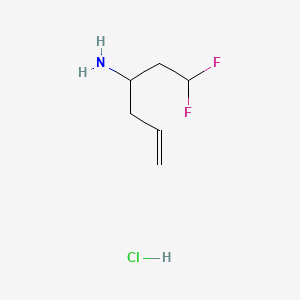 molecular formula C6H12ClF2N B13474904 1,1-Difluorohex-5-en-3-amine hydrochloride 