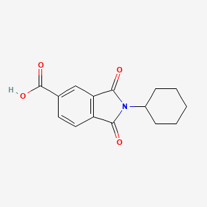 molecular formula C15H15NO4 B1347531 2-Cyclohexyl-1,3-dioxoisoindoline-5-carboxylic acid CAS No. 67822-74-6