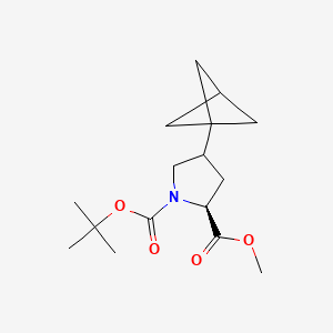 molecular formula C16H25NO4 B13475531 1-tert-butyl 2-methyl (2S)-4-{bicyclo[1.1.1]pentan-1-yl}pyrrolidine-1,2-dicarboxylate 