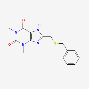 molecular formula C15H16N4O2S B1347562 8-(benzylsulfanylmethyl)-1,3-dimethyl-7H-purine-2,6-dione CAS No. 6466-43-9