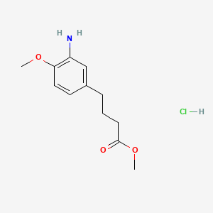 molecular formula C12H18ClNO3 B13475798 Methyl 4-(3-amino-4-methoxyphenyl)butanoate hydrochloride 