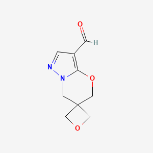 molecular formula C9H10N2O3 B13476852 5',7'-Dihydrospiro[oxetane-3,6'-pyrazolo[3,2-b][1,3]oxazine]-3'-carbaldehyde 