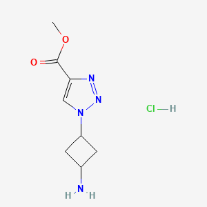 molecular formula C8H13ClN4O2 B13477186 methyl1-(3-aminocyclobutyl)-1H-1,2,3-triazole-4-carboxylatehydrochloride,Mixtureofdiastereomers 