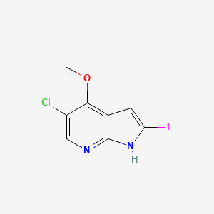 molecular formula C8H6ClIN2O B13477918 5-chloro-2-iodo-4-methoxy-1H-pyrrolo[2,3-b]pyridine 