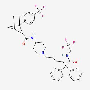 molecular formula C39H41F6N3O2 B13478043 N-(2,2,2-trifluoroethyl)-9-[4-(4-{1-[4-(trifluoromethyl)phenyl]bicyclo[2.1.1]hexane-5-amido}piperidin-1-yl)butyl]-9H-fluorene-9-carboxamide 