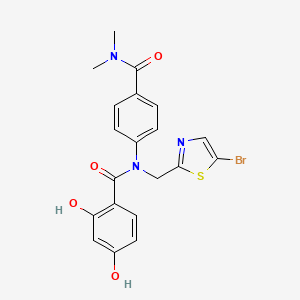 molecular formula C20H18BrN3O4S B13478384 N-[(5-bromo-1,3-thiazol-2-yl)methyl]-N-[4-(dimethylcarbamoyl)phenyl]-2,4-dihydroxybenzamide 