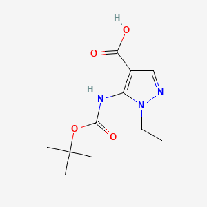molecular formula C11H17N3O4 B13478958 5-{[(tert-butoxy)carbonyl]amino}-1-ethyl-1H-pyrazole-4-carboxylic acid 