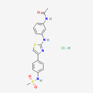 molecular formula C18H19ClN4O3S2 B13479855 N-(3-{[4-(4-methanesulfonamidophenyl)-1,3-thiazol-2-yl]amino}phenyl)acetamide hydrochloride 
