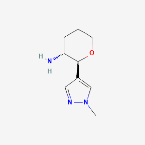 molecular formula C9H15N3O B13479883 rac-(2R,3S)-2-(1-methyl-1H-pyrazol-4-yl)oxan-3-amine 