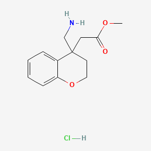 molecular formula C13H18ClNO3 B13480761 methyl 2-[4-(aminomethyl)-3,4-dihydro-2H-1-benzopyran-4-yl]acetate hydrochloride 