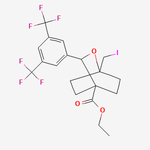 molecular formula C19H19F6IO3 B13480830 Ethyl 3-[3,5-bis(trifluoromethyl)phenyl]-1-(iodomethyl)-2-oxabicyclo[2.2.2]octane-4-carboxylate 