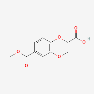 molecular formula C11H10O6 B13481443 6-(Methoxycarbonyl)-2,3-dihydro-1,4-benzodioxine-2-carboxylic acid 