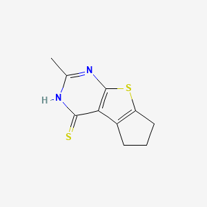 molecular formula C10H10N2S2 B1348156 2-methyl-6,7-dihydro-5H-cyclopenta[4,5]thieno[2,3-d]pyrimidine-4-thiol CAS No. 307342-23-0