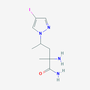 molecular formula C9H15IN4O B13481687 2-Amino-4-(4-iodo-1h-pyrazol-1-yl)-2-methylpentanamide 