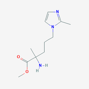 molecular formula C11H19N3O2 B13482139 Methyl 2-amino-2-methyl-5-(2-methyl-1h-imidazol-1-yl)pentanoate 