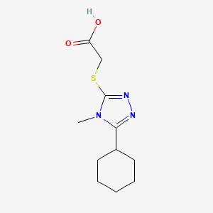 molecular formula C11H17N3O2S B1348272 (5-Cyclohexyl-4-methyl-4H-[1,2,4]triazol-3-yl-sulfanyl)acetic acid CAS No. 462066-86-0
