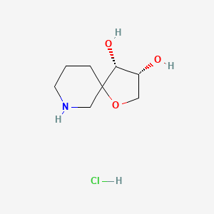 molecular formula C8H16ClNO3 B13482852 rac-(3R,4R)-1-oxa-7-azaspiro[4.5]decane-3,4-diol hydrochloride CAS No. 2866306-04-7