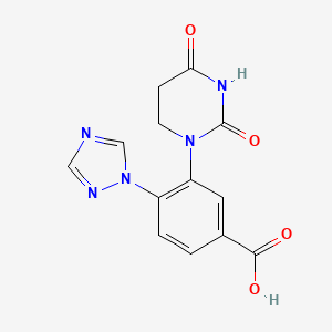 molecular formula C13H11N5O4 B13482980 3-(2,4-Dioxohexahydropyrimidin-1-yl)-4-(1,2,4-triazol-1-yl)benzoic acid 