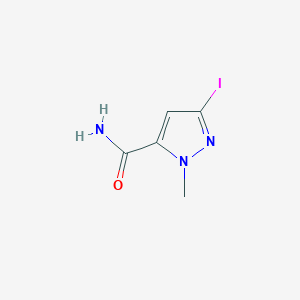 molecular formula C5H6IN3O B13483046 3-iodo-1-methyl-1H-pyrazole-5-carboxamide 