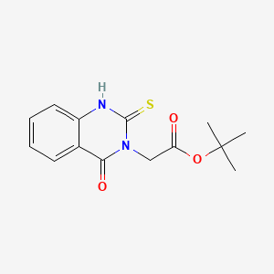 molecular formula C14H16N2O3S B13483097 Tert-butyl 2-(4-oxo-2-sulfanyl-3,4-dihydroquinazolin-3-yl)acetate 