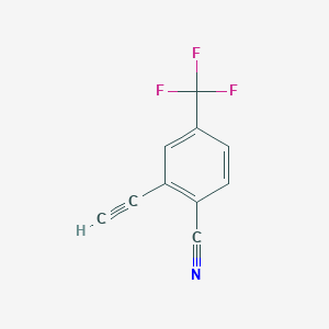 molecular formula C10H4F3N B13483221 2-Ethynyl-4-(trifluoromethyl)benzonitrile 