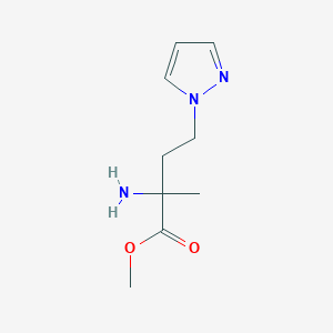 molecular formula C9H15N3O2 B13483247 Methyl 2-amino-2-methyl-4-(1h-pyrazol-1-yl)butanoate 