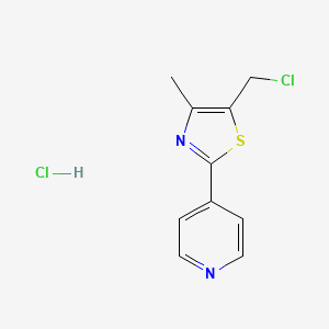 molecular formula C10H10Cl2N2S B13483333 4-[5-(Chloromethyl)-4-methyl-1,3-thiazol-2-yl]pyridinehydrochloride 