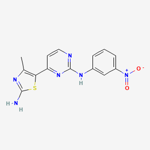 molecular formula C14H12N6O2S B1348376 [4-(2-Amino-4-methyl-thiazol-5-YL)-pyrimidin-2-YL]-(3-nitro-phenyl)-amine CAS No. 507487-89-0