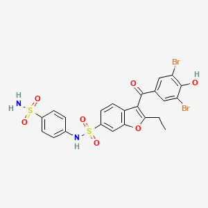 molecular formula C23H18Br2N2O7S2 B1348377 3-(3,5-Dibromo-4-hydroxy-benzoyl)-2-ethyl-benzofuran-6-sulfonic acid (4-sulfamoyl-phenyl)-amide CAS No. 959324-50-6