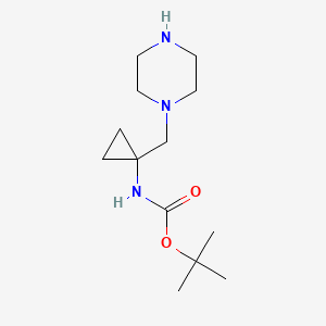 molecular formula C13H25N3O2 B13483798 tert-butyl N-{1-[(piperazin-1-yl)methyl]cyclopropyl}carbamate 