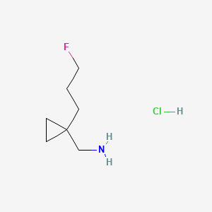 molecular formula C7H15ClFN B13483802 1-[1-(3-Fluoropropyl)cyclopropyl]methanamine hydrochloride 