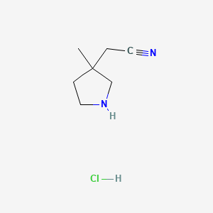 molecular formula C7H13ClN2 B13483879 2-(3-Methylpyrrolidin-3-yl)acetonitrile hydrochloride 