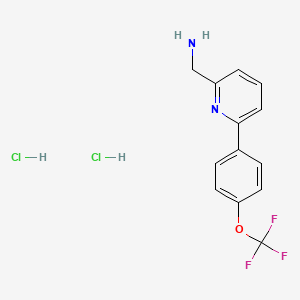 molecular formula C13H13Cl2F3N2O B13483887 1-{6-[4-(Trifluoromethoxy)phenyl]pyridin-2-yl}methanamine dihydrochloride 