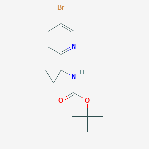 molecular formula C13H17BrN2O2 B13484020 Tert-butyl 1-(5-bromopyridin-2-yl)cyclopropylcarbamate 