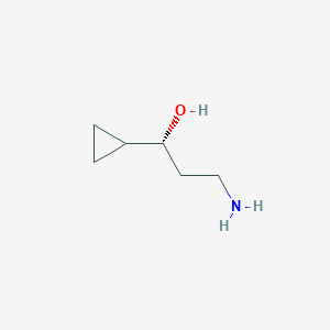 molecular formula C6H13NO B13484025 (1R)-3-amino-1-cyclopropylpropan-1-ol 