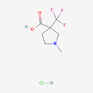 molecular formula C7H11ClF3NO2 B13484084 1-Methyl-3-(trifluoromethyl)pyrrolidine-3-carboxylic acid hydrochloride 