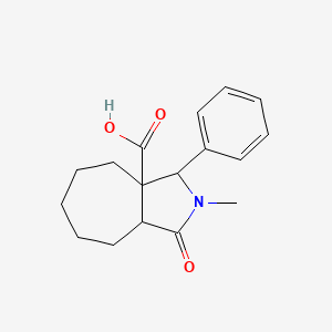 molecular formula C17H21NO3 B13484121 2-Methyl-1-oxo-3-phenyl-decahydrocyclohepta[c]pyrrole-3a-carboxylic acid 