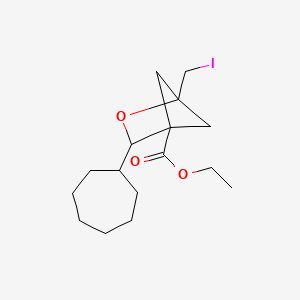 molecular formula C16H25IO3 B13484171 Ethyl 3-cycloheptyl-1-(iodomethyl)-2-oxabicyclo[2.1.1]hexane-4-carboxylate 