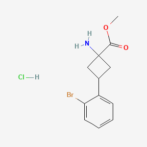 molecular formula C12H15BrClNO2 B13484232 Methyl 1-amino-3-(2-bromophenyl)cyclobutane-1-carboxylate hydrochloride 