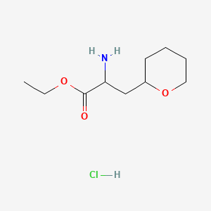 molecular formula C10H20ClNO3 B13484270 Ethyl 2-amino-3-(oxan-2-yl)propanoate hydrochloride 