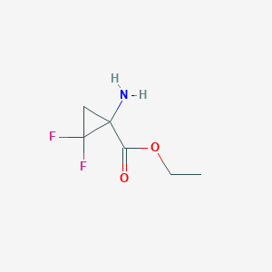molecular formula C6H9F2NO2 B13484340 Ethyl 1-amino-2,2-difluoro-cyclopropanecarboxylate 