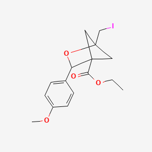 molecular formula C16H19IO4 B13484444 Ethyl 1-(iodomethyl)-3-(4-methoxyphenyl)-2-oxabicyclo[2.1.1]hexane-4-carboxylate 